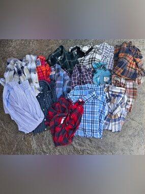 Bundl of 15 mixed flannel and cotton button up shirts … Upcycling Purposes